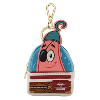 Cartoon character keychain pouch with a gold clasp on a white background