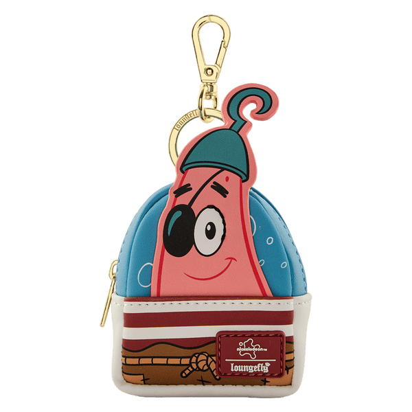 Cartoon character keychain pouch with a gold clasp on a white background