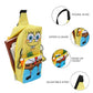 Yellow cartoon character bag with features highlighted on a white background