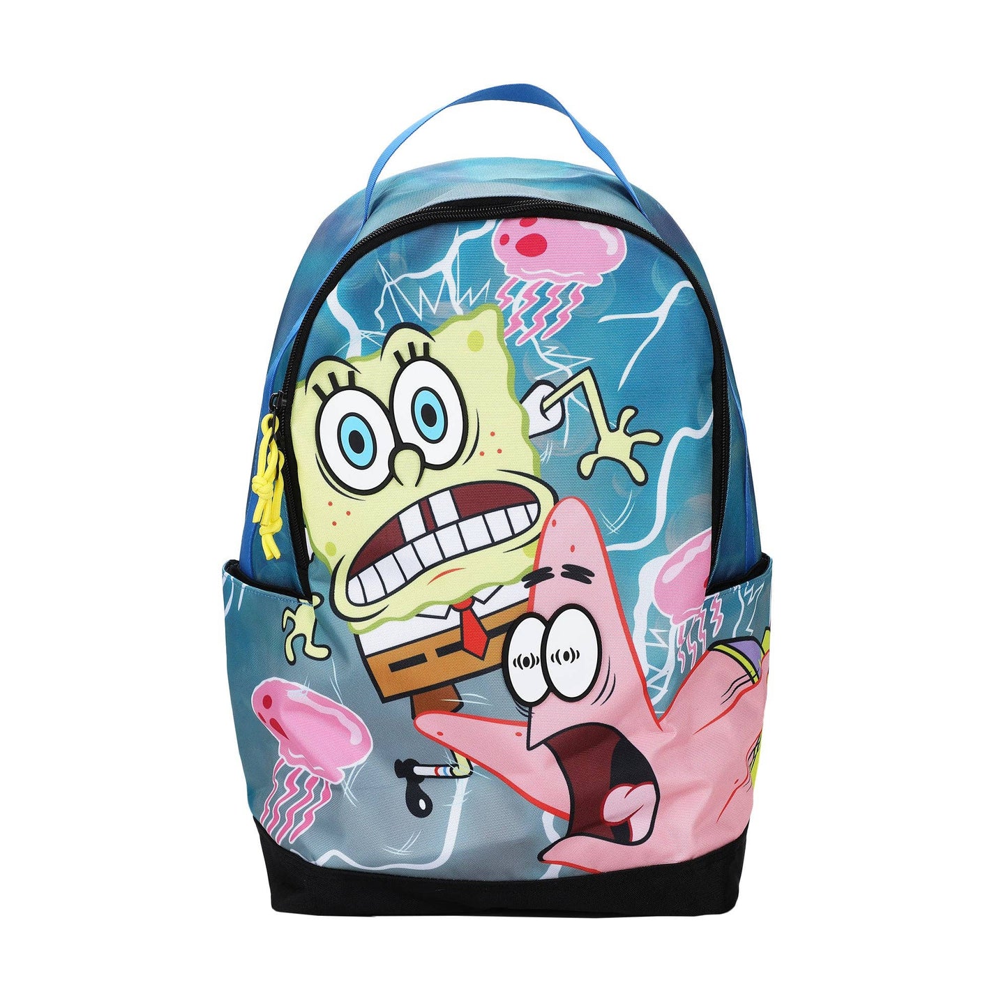 Backpack with cartoon characters on a white background