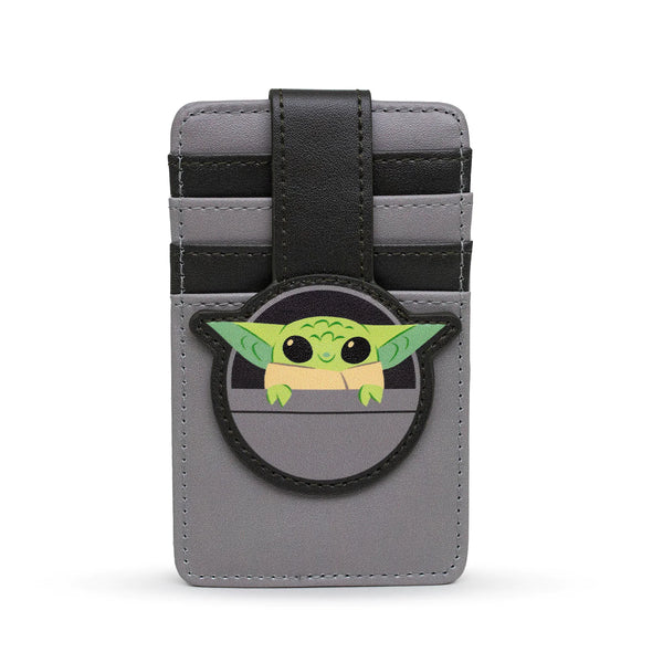 Star Wars Wallet, Character Wallet ID Card Holder, Star Wars Grogu Baby Yoda Smiling Hovering Pram Pod Grays, Vegan Leather - Leo's Treasure Box