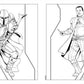 Black and white line art of 'The Mandalorian' and 'Greef Karga' from 'Star Wars'.