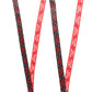 Two red and black lanyards with 'Hellfire Club' text on a white background