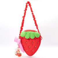 Strawberry Shortcake quilted strawberry crossbody bag with padded green scented stem and playful bow