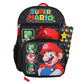 Super Mario-themed backpack with character illustrations on a white background