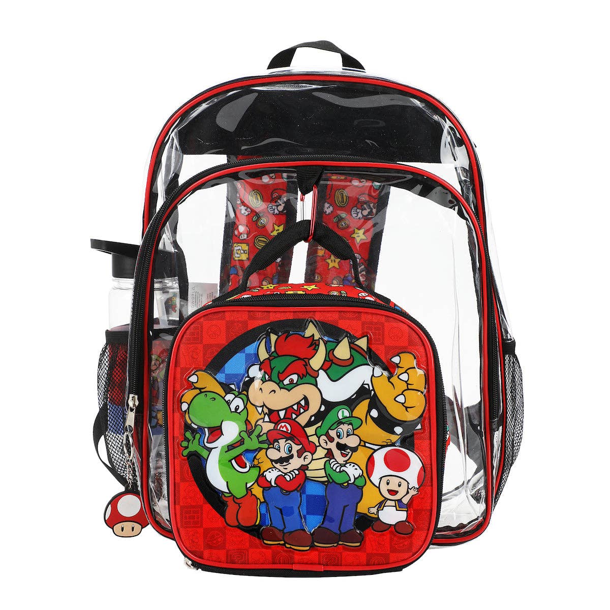 Backpack with cartoon character design on a white background