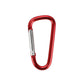 Red carabiner on a white background