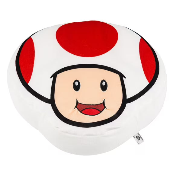 Super Mario Toad Mega 15-Inch Mocchi Mocchi Plush Pillow featuring the iconic mushroom character in a soft, huggable design