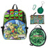 Set of Teenage Mutant Ninja Turtles backpack, pouch, carabiner, and round case on a white background