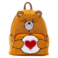 Rear view of Loungefly Care Bears Tenderheart Bear Glow Mini Backpack with zipper and handle details