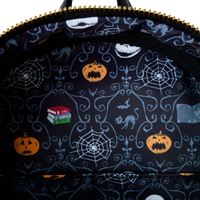 Exclusive Loungefly glow mini backpack celebrating The Nightmare Before Christmas with a creative scientific method Bedtime Jack theme.