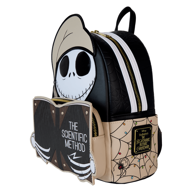 Glow-in-the-dark Loungefly mini backpack inspired by Bedtime Jack from The Nightmare Before Christmas, perfect for fans of the classic film.