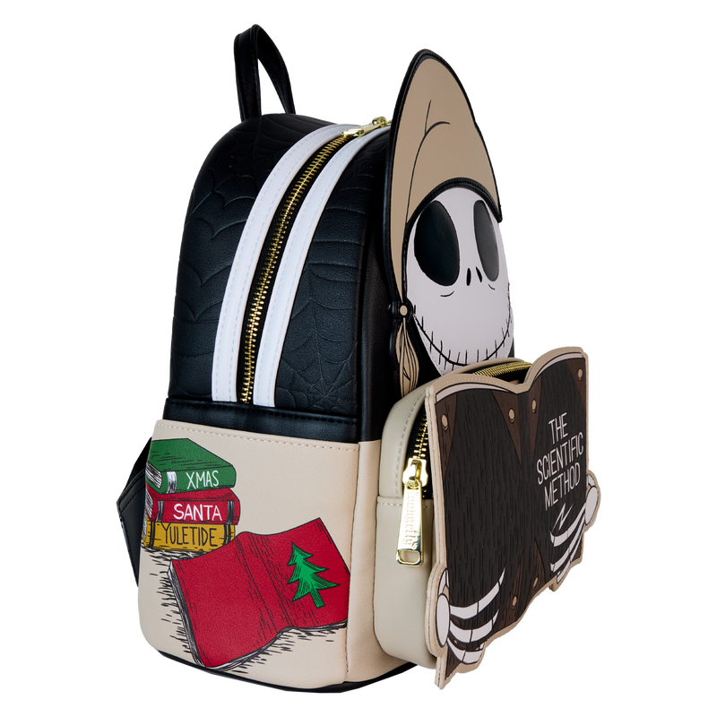 Loungefly Disney The Nightmare Before Christmas Mini Backpack featuring Bedtime Jack in a glowing scientific method cosplay design.