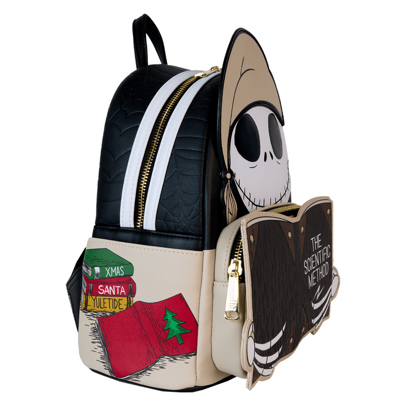 Loungefly Disney The Nightmare Before Christmas Mini Backpack featuring Bedtime Jack in a glowing scientific method cosplay design.