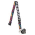 Lanyard with colorful design and heart-shaped keychain on a white background