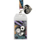Heart-shaped keychain with cartoon characters in a box on a white background