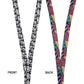 Two lanyards showing front and back patterns on a white background