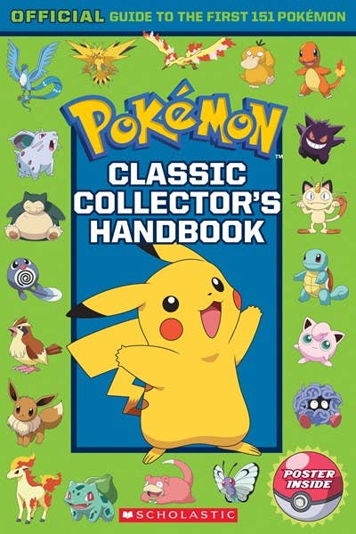 Pokémon Classic Collector's Handbook with Pikachu and various Pokémon characters on a green background