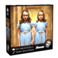Puzzle box featuring two girls in blue dresses with a wooden door background, 'The Shining' branding visible.