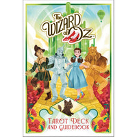 Cover of 'The Wizard of Oz' tarot deck and guidebook with characters on a yellow brick road.