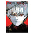 Tokyo Ghoul -re volume 7 manga book cover by Sui Ishida, featuring a close-up illustration of the character with white hair and red eyes against a red background.