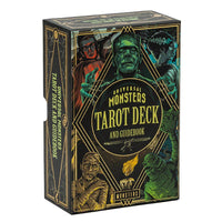 Universal Monsters Tarot Deck packaging with character illustrations on a black background