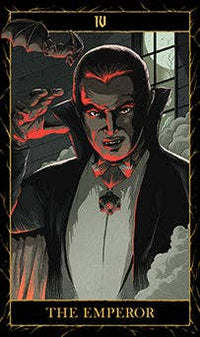 Card featuring a character with red eyes and dark clothing, labeled 'The Emperor'.