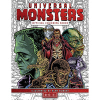 Cover of 'Universal Monsters' coloring book with illustrated characters.