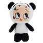 A plush toy of Betty Boop dressed in a panda costume, featuring a white and black fuzzy body, large cartoon eyes, and a red mouth, set against a plain white background.