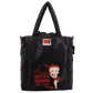 A black nylon tote bag featuring a red and white graphic of Betty Boop with the text 'Official Betty Boop Fan Club' and a small Betty Boop patch on the front, set against a plain white background.