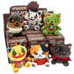 Six Otomachi Night Owls plush bag charms displayed in front of their branded cardboard packaging boxes on a clean white background.