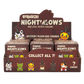 A retail display box of Otonagi Nightmeats Mystery Plush Bag Charms, showing multiple small blind-box packages arranged in a brown cardboard counter display with character illustrations and the text 'Collect All 7!'.