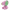 Pink plush dog toy with green accents on a white background