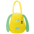 Yellow textured bag with green ears on a white background