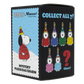 A Peanuts 'Whatever! Collect All 7! Mystery Plush Bag Charm' retail box. The packaging features Snoopy in a red winter coat on a snowy blue and white background on the left panel, and seven colorful plush bag charms (red, blue, green, yellow, pink, light blue, and purple) on the right panel against a black background, with a large red question mark and the name 'Chase'.