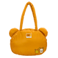 Yellow teddy bear-shaped bag with a handle on a white background