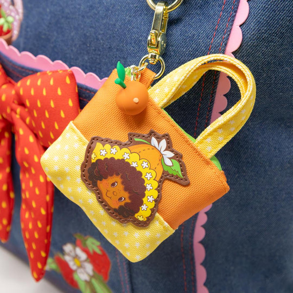 Whatever Makes You Happy Strawberry Shortcake Orange Blossom Mini Canvas Tote Bag Charm - Leo's Treasure Box