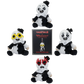 Four plush toy figures of a creepy clown character in a black-and-white outfit arranged around a central product card on a plain white background. The card reads 'TRIFER 2 x Whatever! Mystery Plush Bag Charm.