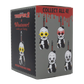 Terrifier 2 x Whatever! Mystery Plush Bag Charm collectible box, featuring illustrations of clown charms on a gray and red box.