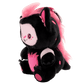 Plush toy with black and pink design on a white background