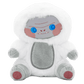 Plush toy resembling a character with blue eyes and gray and white fur on a white background