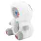 Plush toy resembling a character with a white body, gray limbs, and blue eyes on a white background