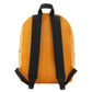 Yellow backpack with black straps on a white background