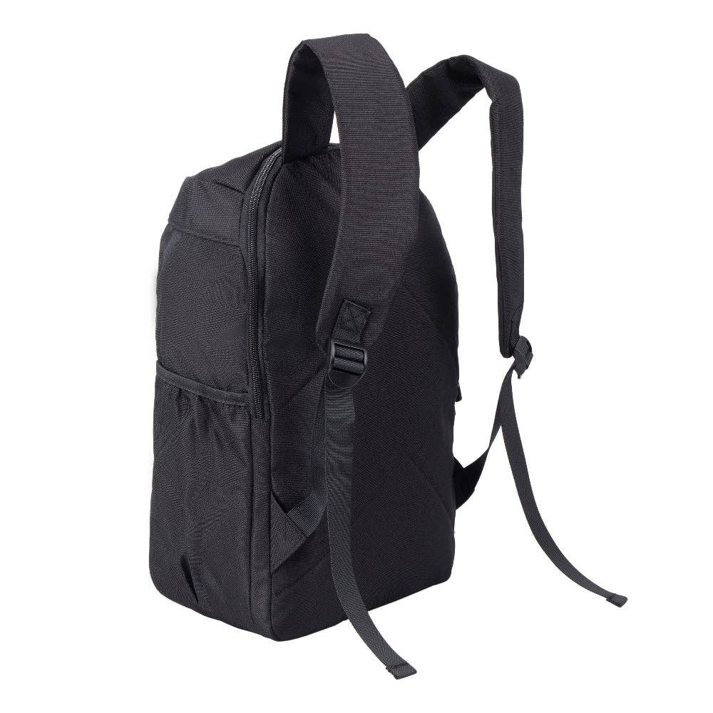 Black backpack on a white background
