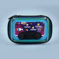 Gaming console case with space-themed design on a light blue background