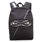 Black backpack with eye design on a white background