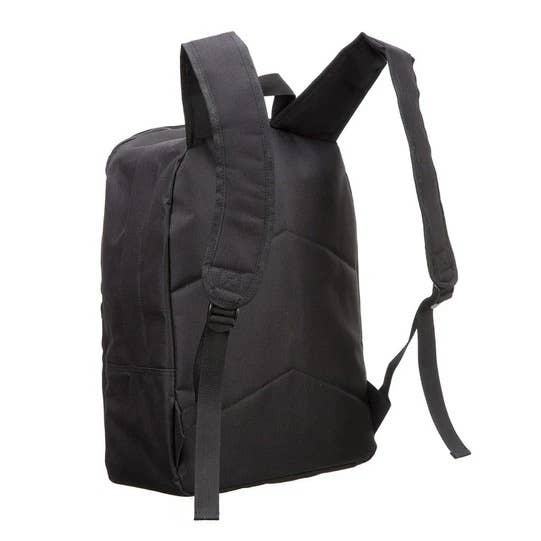 Black backpack on a white background