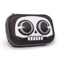 Black and white skull-shaped case on a white background
