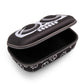 Black and white skull-patterned case on a white background
