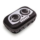 Black and white skull-shaped case on a white background